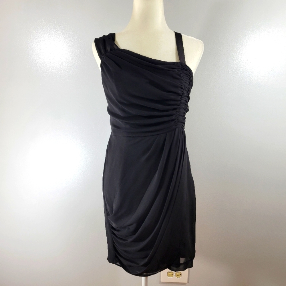 UO SILENCE + NOISE black drapey Grecian LBD party night out sleeveless dress
